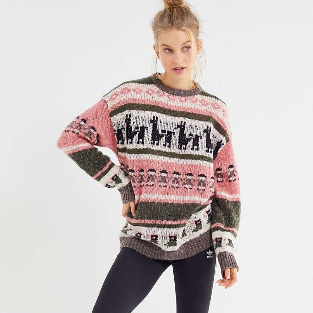 Urban Outfitters Llama Knit Crew-Neck Sweater